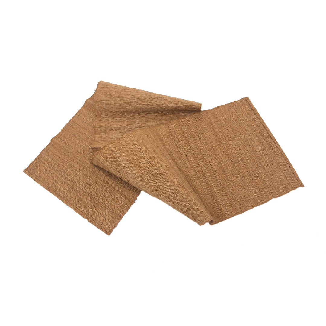 Handcrafted Cotton Blend Table Runner in Orange Tones - Soft Natural Orange