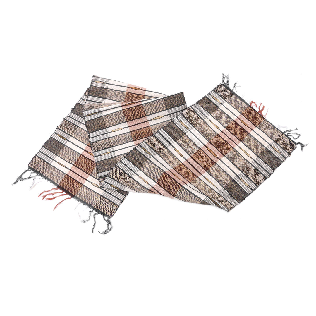 Handcrafted Cotton Blend Table Runner with Checkered Pattern - Checkered Colors