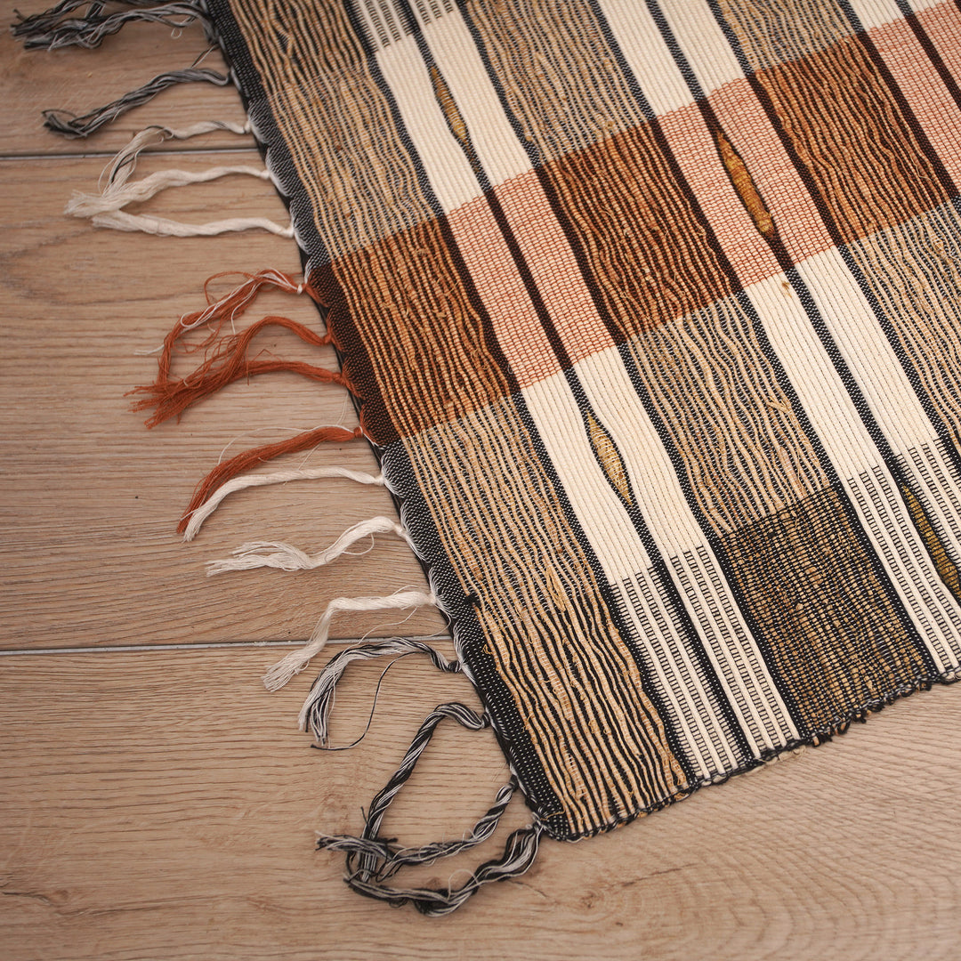 Handcrafted Cotton Blend Table Runner with Checkered Pattern - Checkered Colors