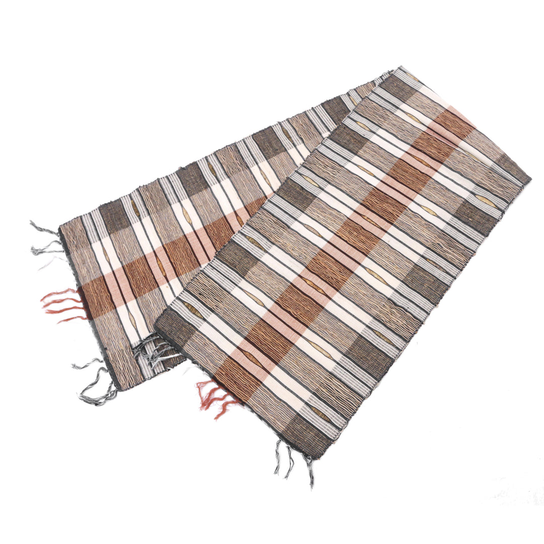 Handcrafted Cotton Blend Table Runner with Checkered Pattern - Checkered Colors