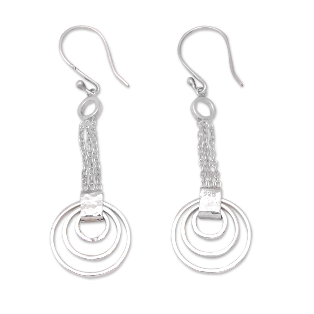 Modern Sterling Silver Dangle Earrings from Java - Luminous Modernity