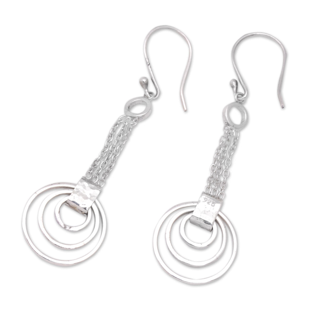 Modern Sterling Silver Dangle Earrings from Java - Luminous Modernity