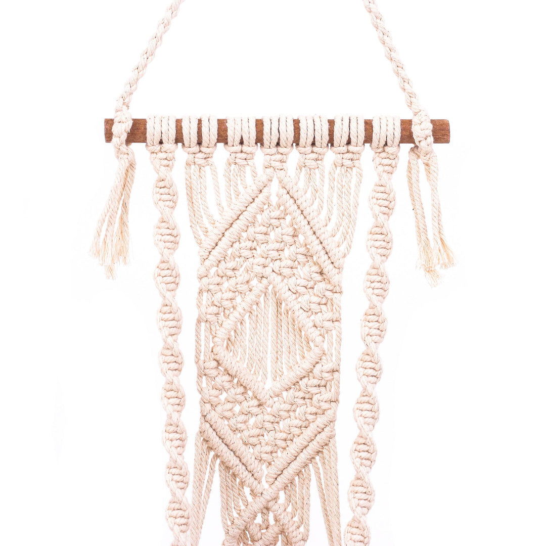 Thai Artisan Crafted Cotton Macrame Indoor Flower Pot Hanger - Bountiful Harmony