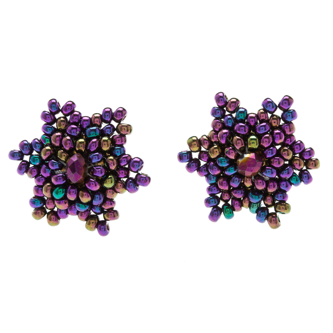 Star-shaped Beaded Button Earrings Handcrafted in Mexico - Litmus Star