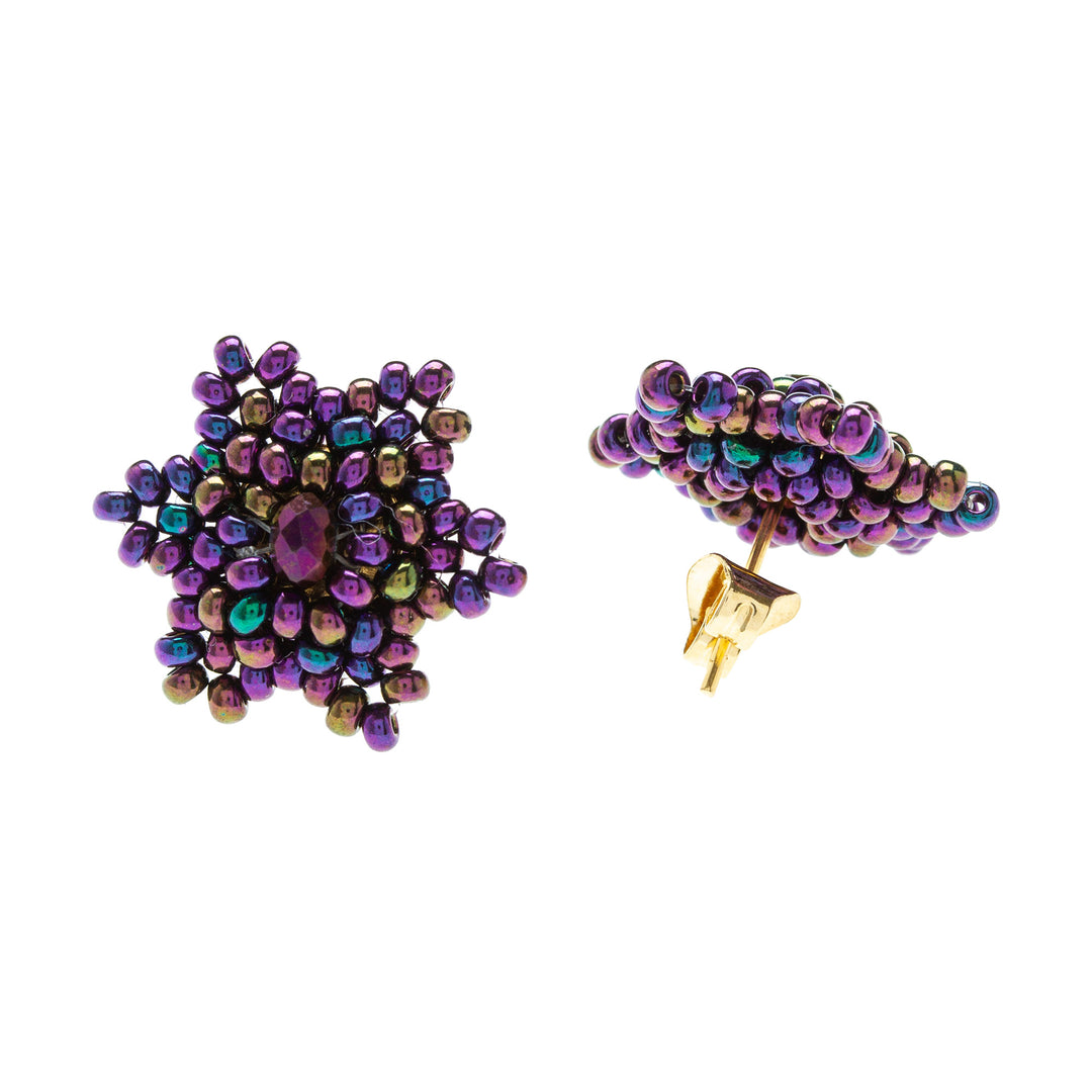 Star-shaped Beaded Button Earrings Handcrafted in Mexico - Litmus Star