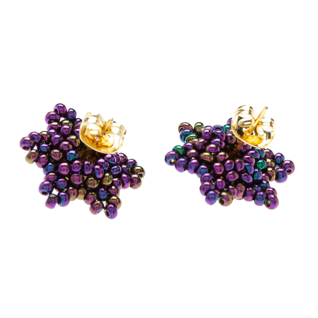 Star-shaped Beaded Button Earrings Handcrafted in Mexico - Litmus Star