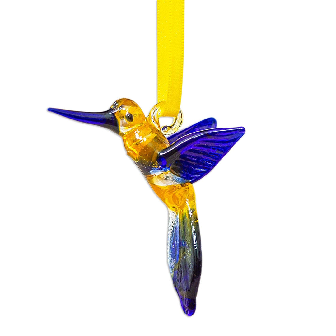 Handblown Recycled Glass Hummingbird Ornament in Red - Red Paradise Hummingbird