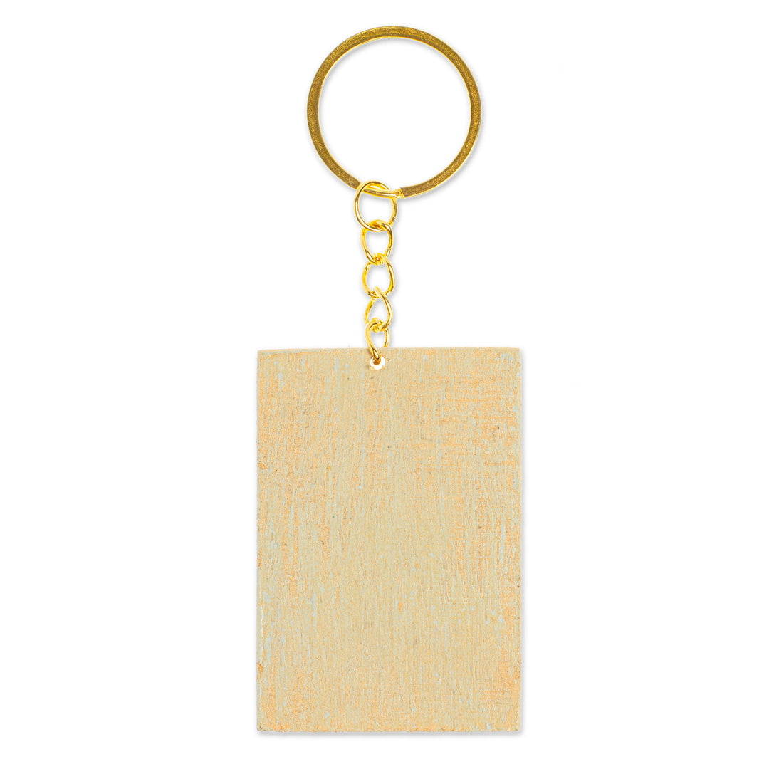 Decoupage Wooden Keychain With Mexican Flag Motif - Mexican Flag