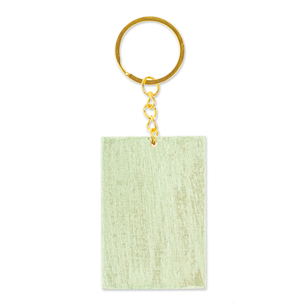 Decoupage Wooden Keychain With Mexican Loteria Game Motif - The Nopal