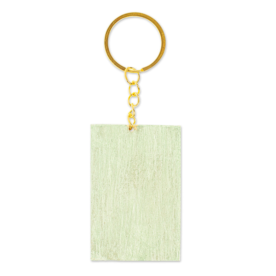 Decoupage Wooden Keychain With Mexican Loteria Game Motif - The Brave One