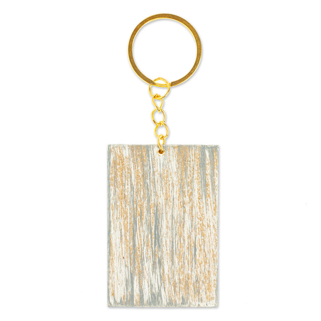 Decoupage Wooden Keychain With Mexican Loteria Motif - The Globe