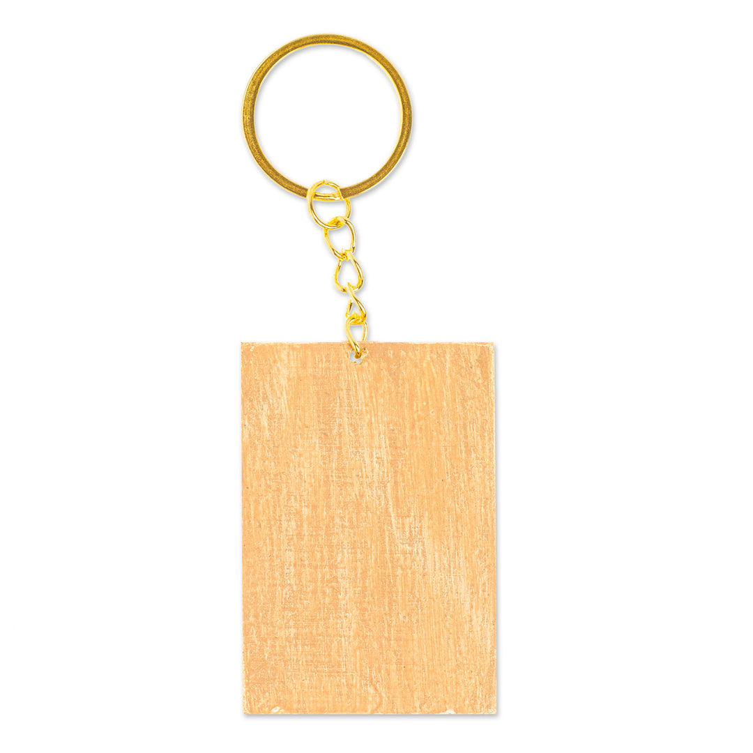 Decoupage Wooden Keychain With Mexican Loteria Game Motif - The Scorpion