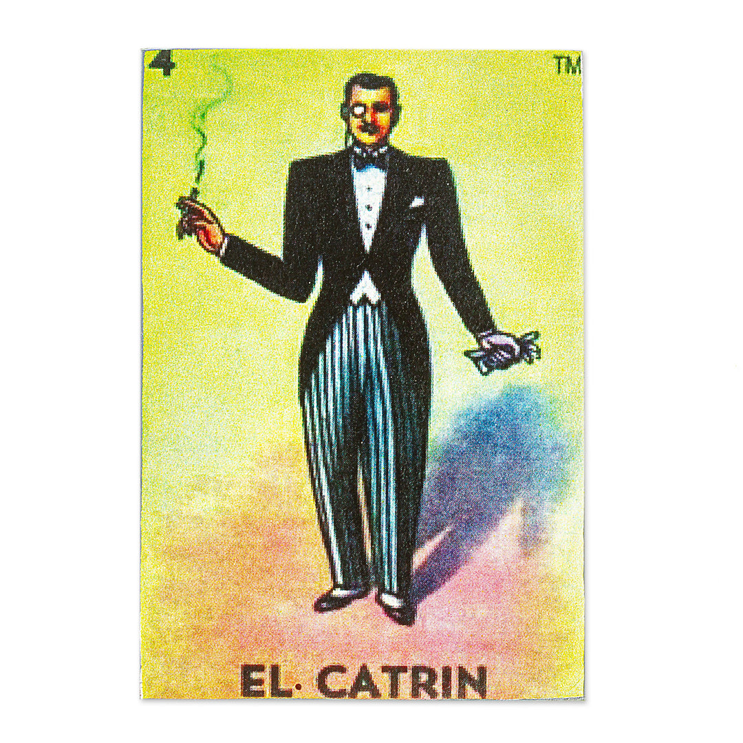 Decoupage Wooden Magnet With Mexican Loteria Card Motif - The Catrin