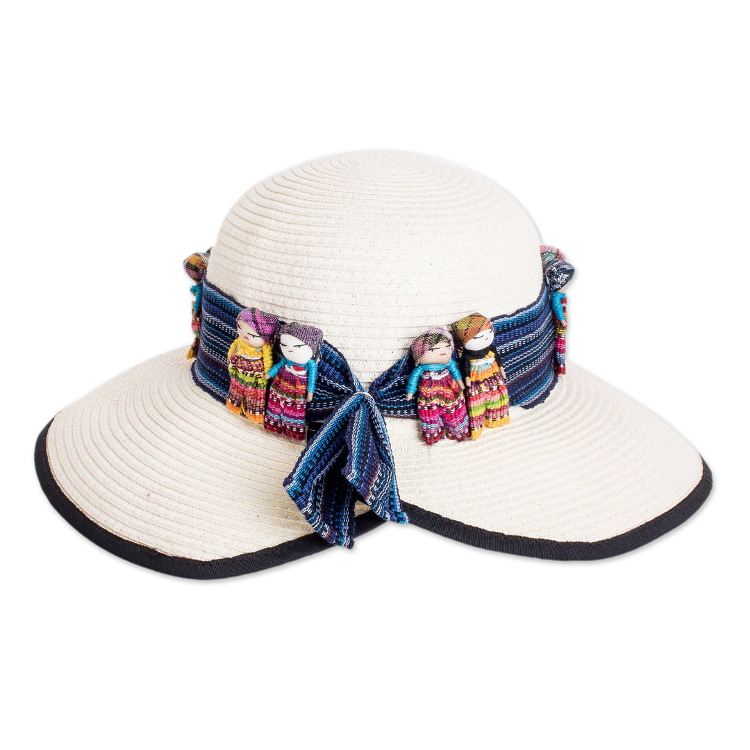 Handmade Worry Dolls Ribbon-Type Hat Band from Guatemala - Worry-Free