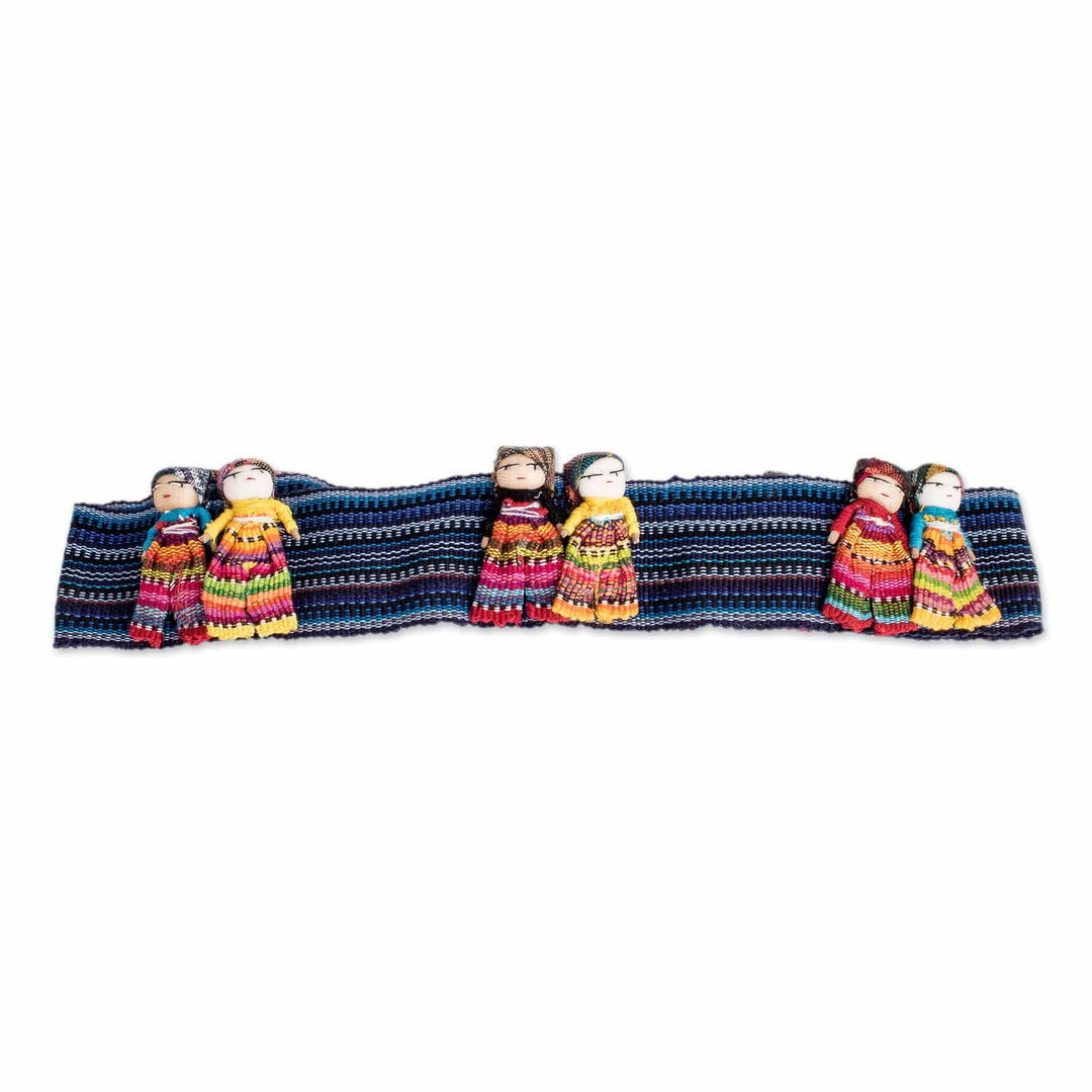 Handmade Worry Dolls Ribbon-Type Hat Band from Guatemala - Worry-Free