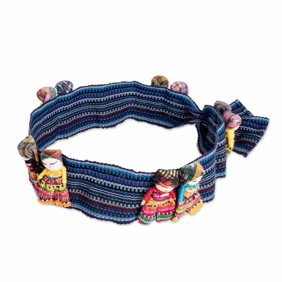Handmade Worry Dolls Ribbon-Type Hat Band from Guatemala - Worry-Free