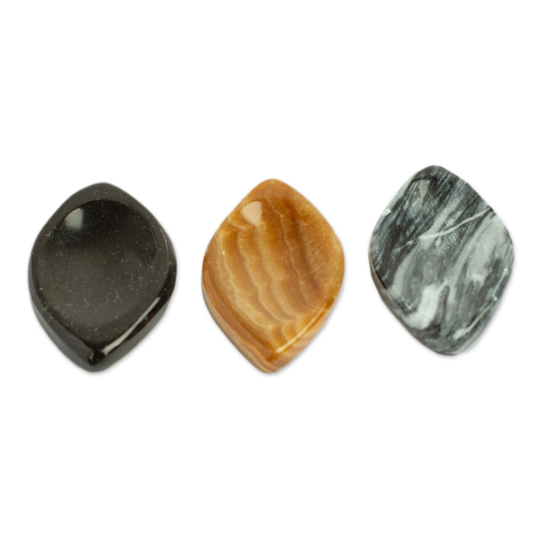 Handcrafted Diamond-Shaped Stone Amulets (Pair) - Calming Diamond