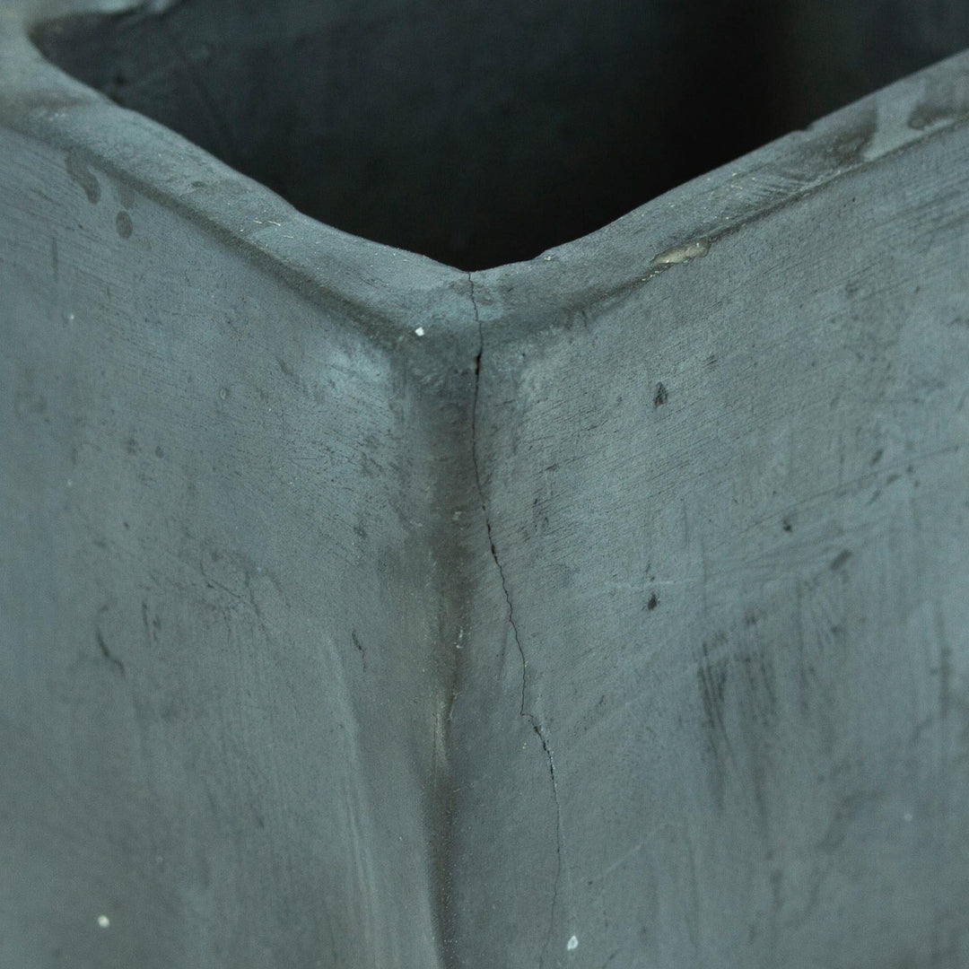 Mexican Handmade Barro Negro Black Ceramic Mini Flower Pot - Square & Smooth