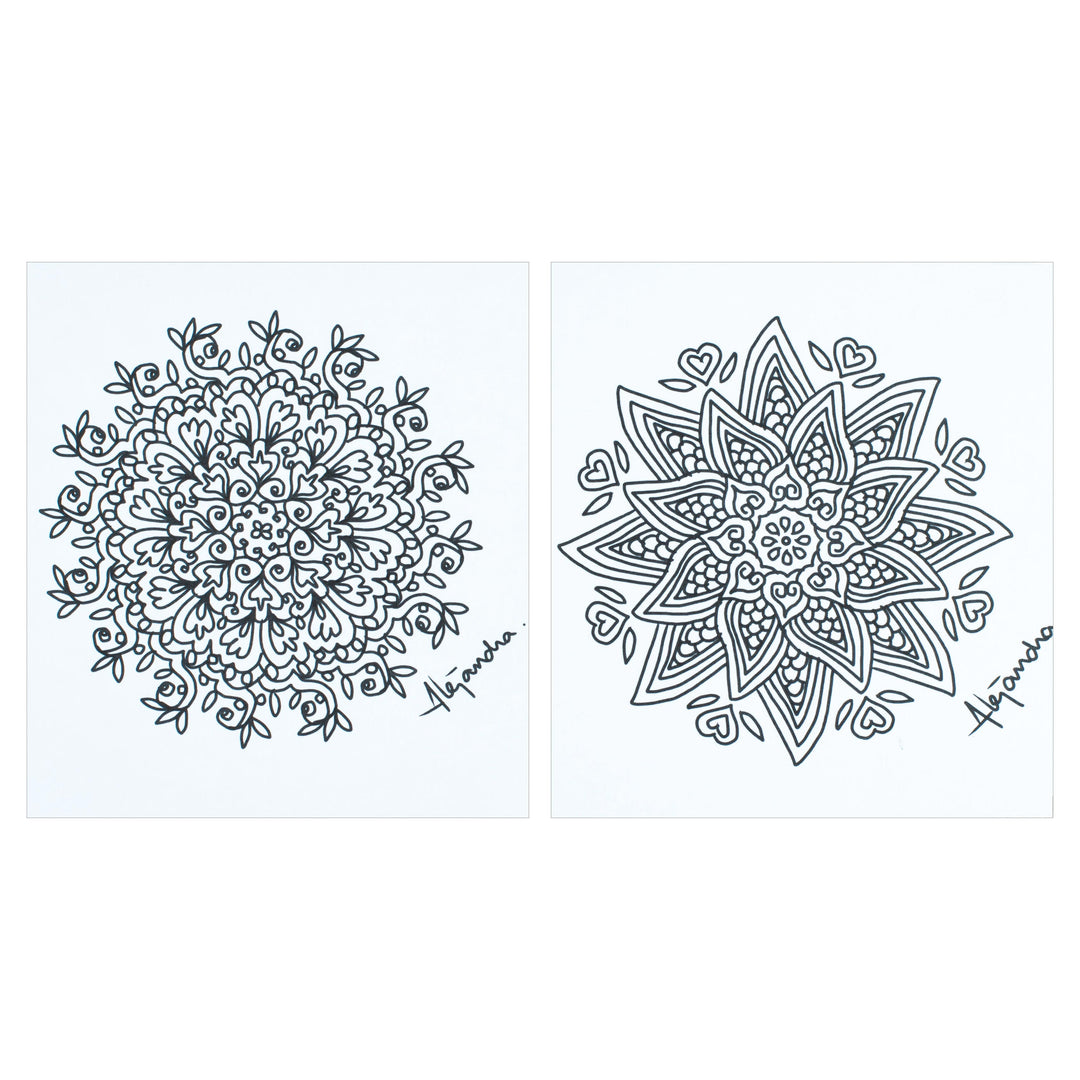 Pair of Mandala Coloring Postcards from Mexico - Oneiric Creativity