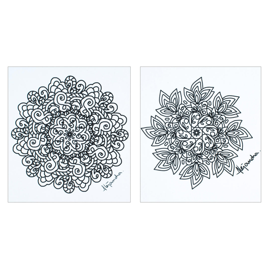 Mexican Mandala Coloring Postcards (Pair) - Spiritual Art