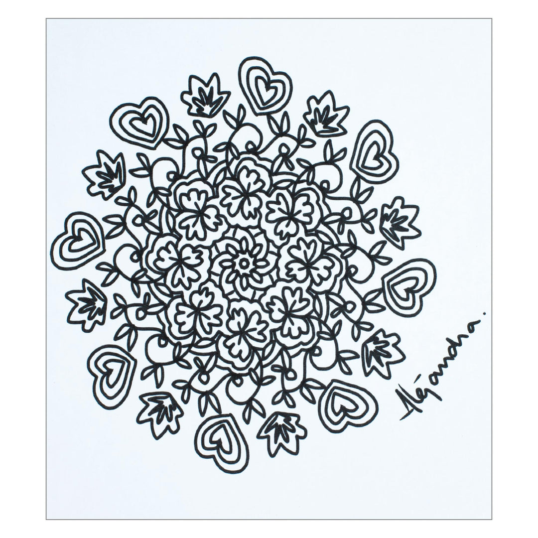 Mandala Coloring Postcards with Heart and Leaf Motifs (Pair) - Loving Spirituality