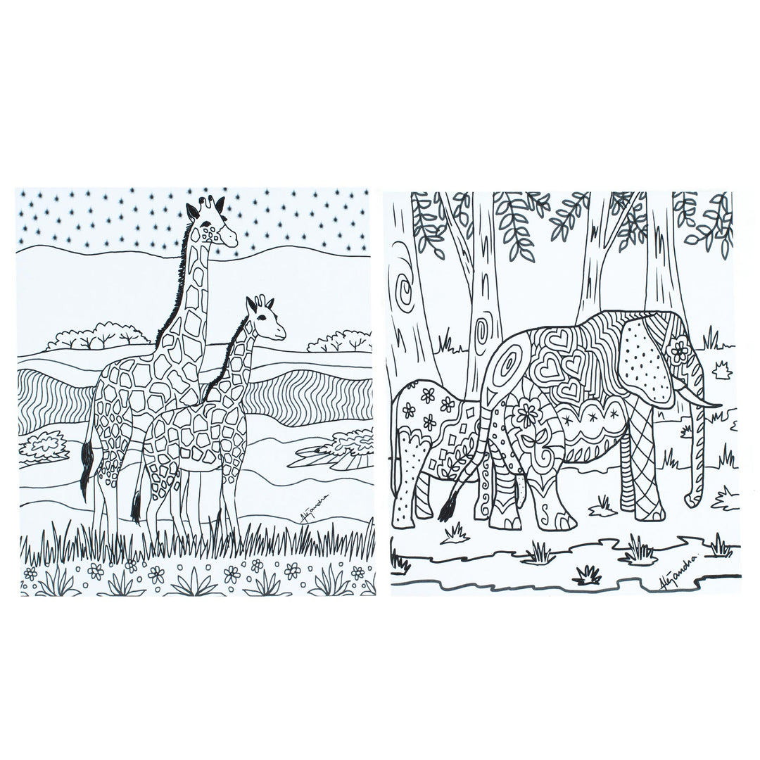 Mexican Coloring Postcards with Wildlife Theme (Pair) - Relaxing Wildlife