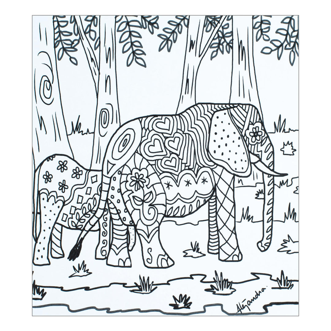 Mexican Coloring Postcards with Wildlife Theme (Pair) - Relaxing Wildlife