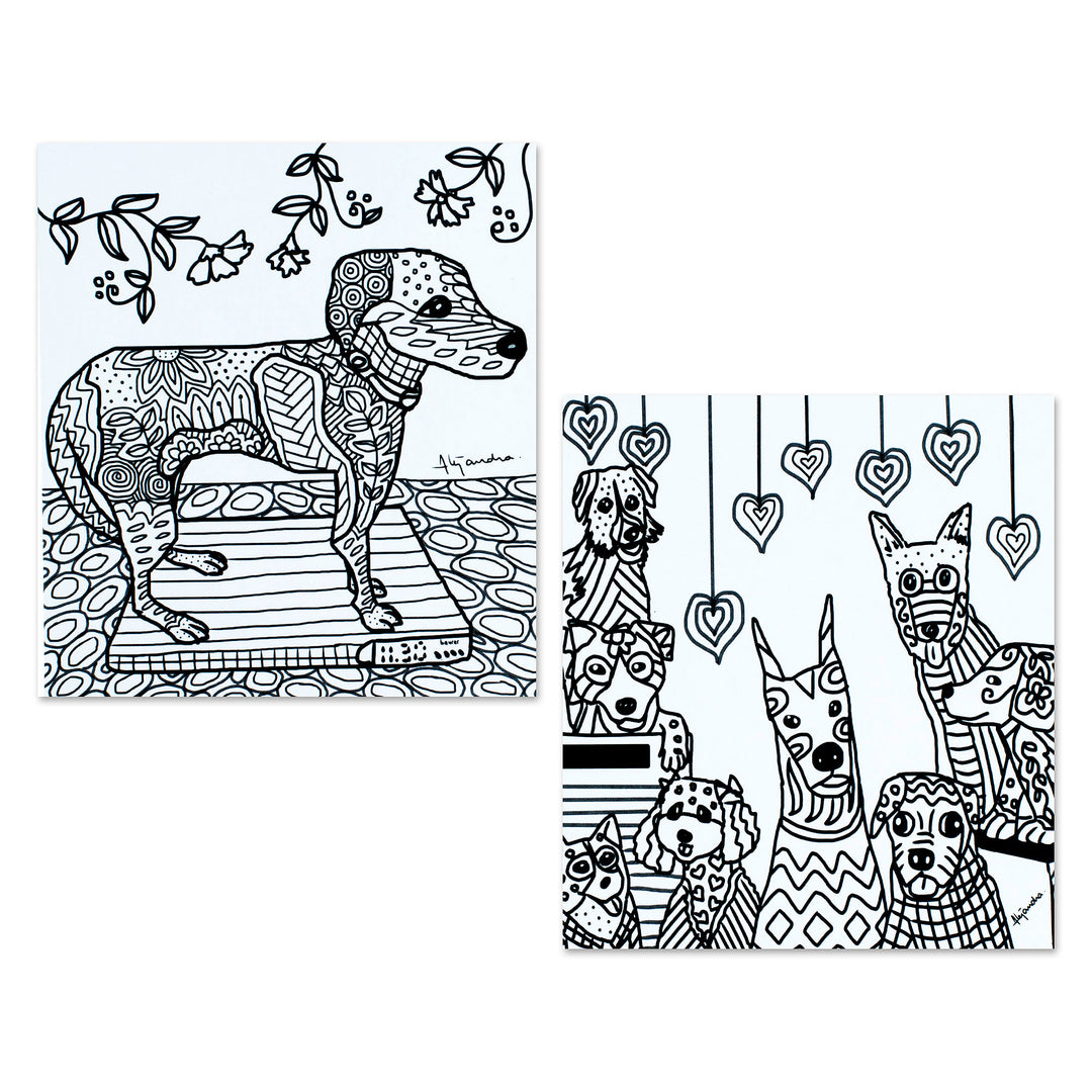 Mexican Dog Themed Coloring Postcards (Pair) - Soothing Fidelity