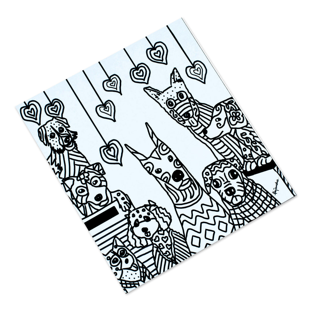 Mexican Dog Themed Coloring Postcards (Pair) - Soothing Fidelity