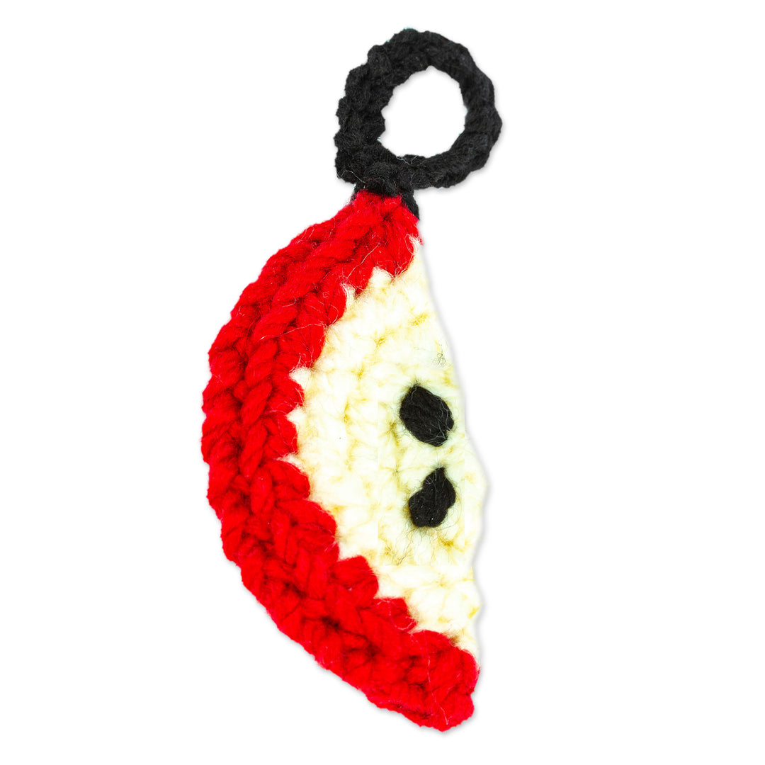 Apple-themed Crocheted Charm for Handbags Handmade in Mexico - Cute Apple