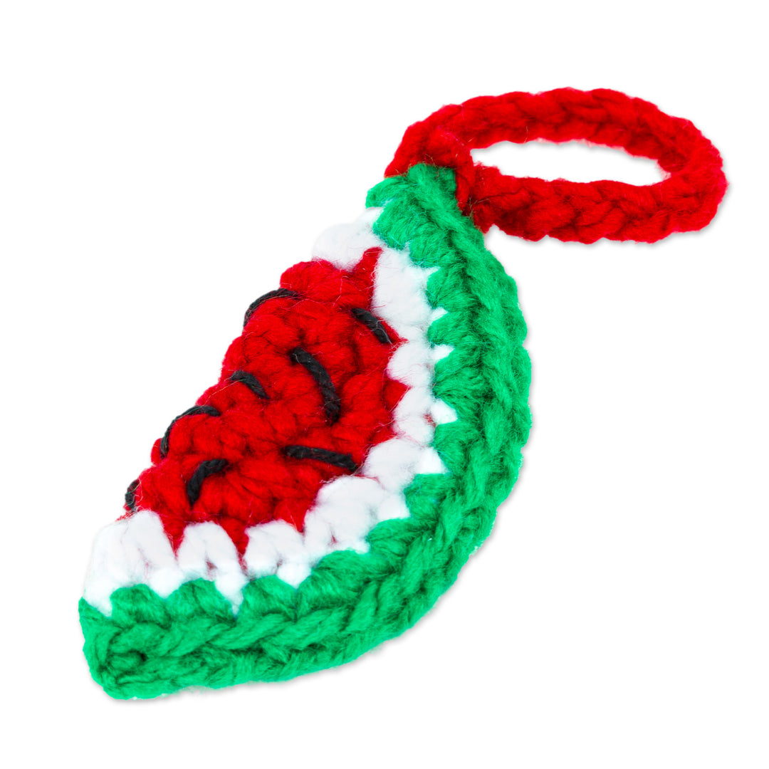 Watermelon Crocheted Charm for Handbags Handmade in Mexico - Cute Watermelon