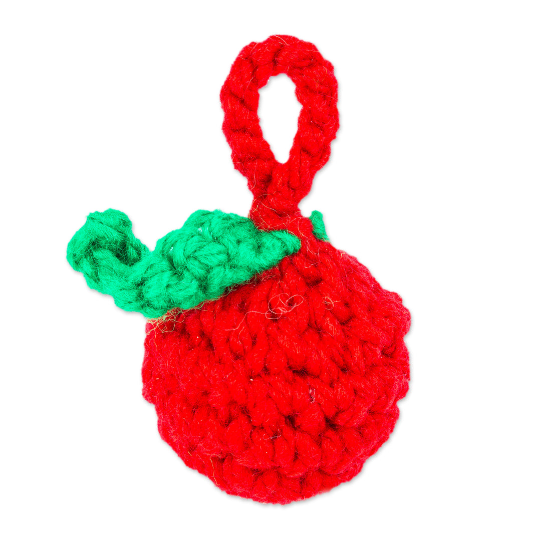 Cherry Crocheted Charm for Handbags Handmade in Mexico - Cute Cherry