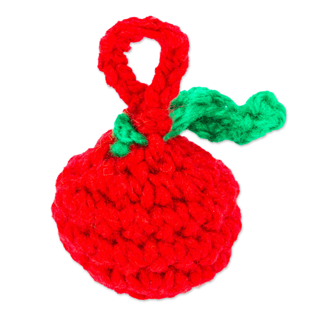 Cherry Crocheted Charm for Handbags Handmade in Mexico - Cute Cherry