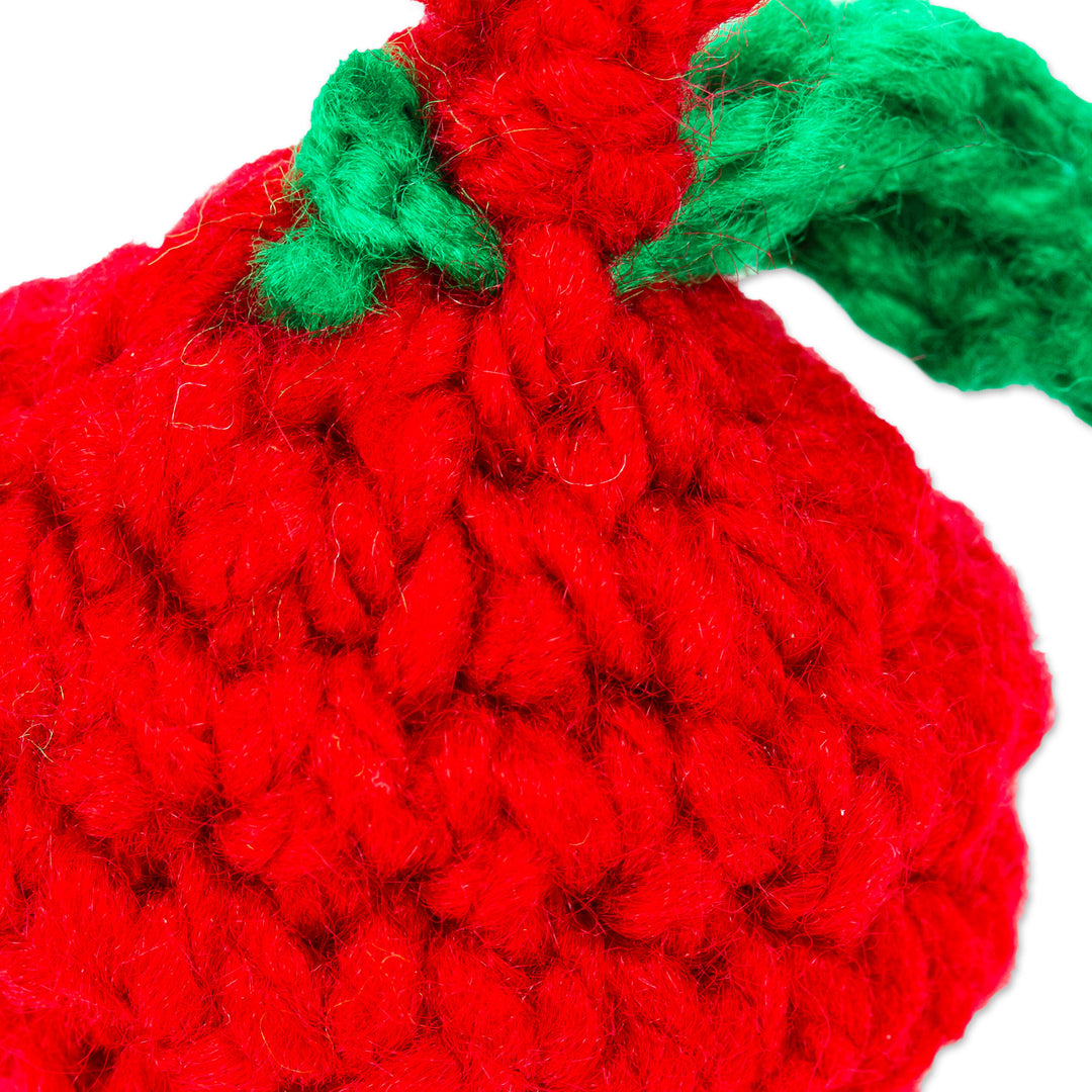 Cherry Crocheted Charm for Handbags Handmade in Mexico - Cute Cherry