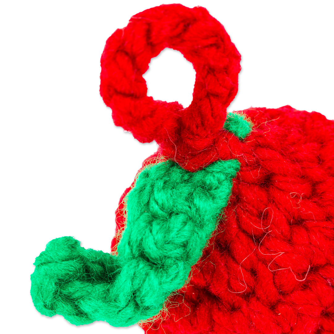 Cherry Crocheted Charm for Handbags Handmade in Mexico - Cute Cherry