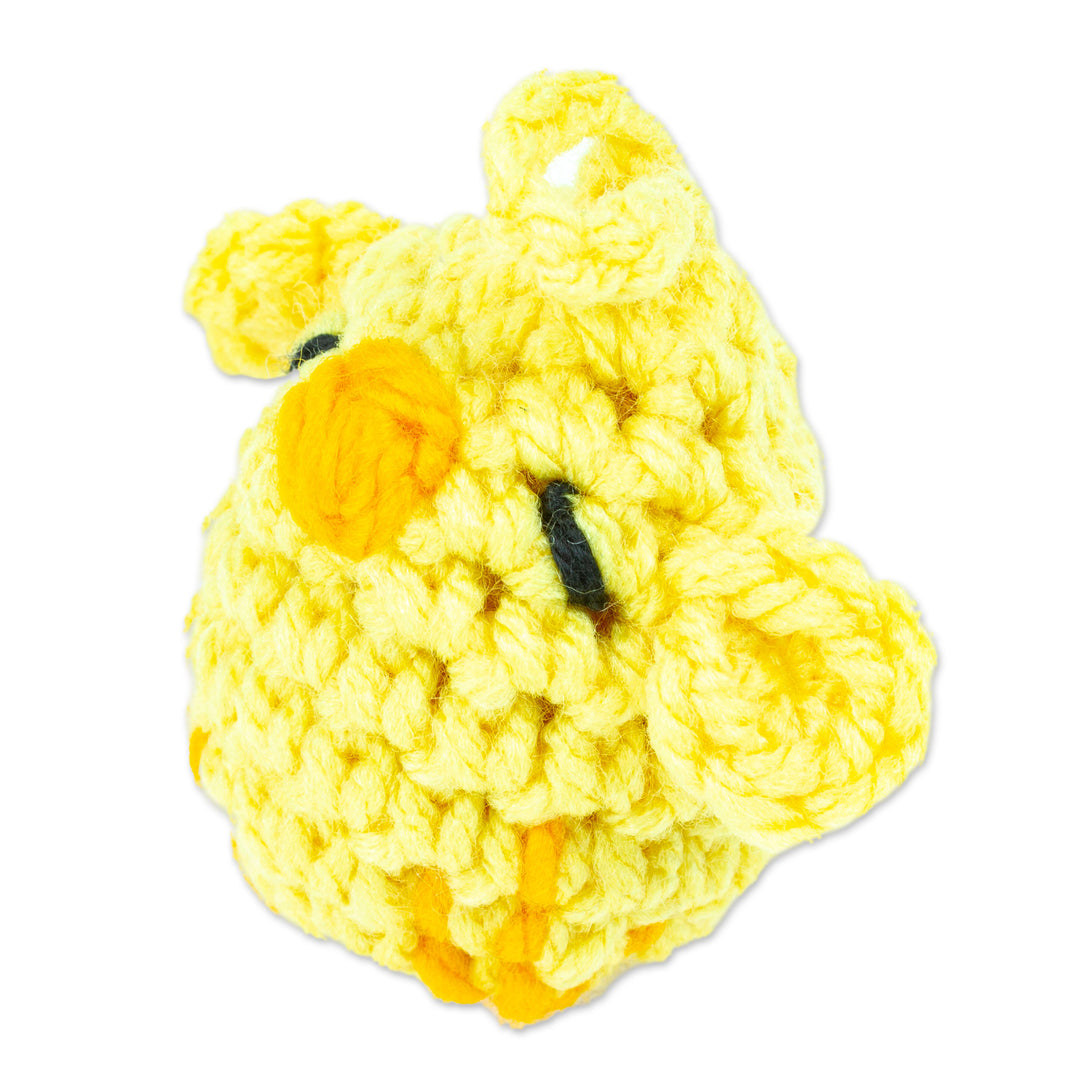 Chick-shaped Crocheted Charm for Handbags Handmade in Mexico - Cute Chick