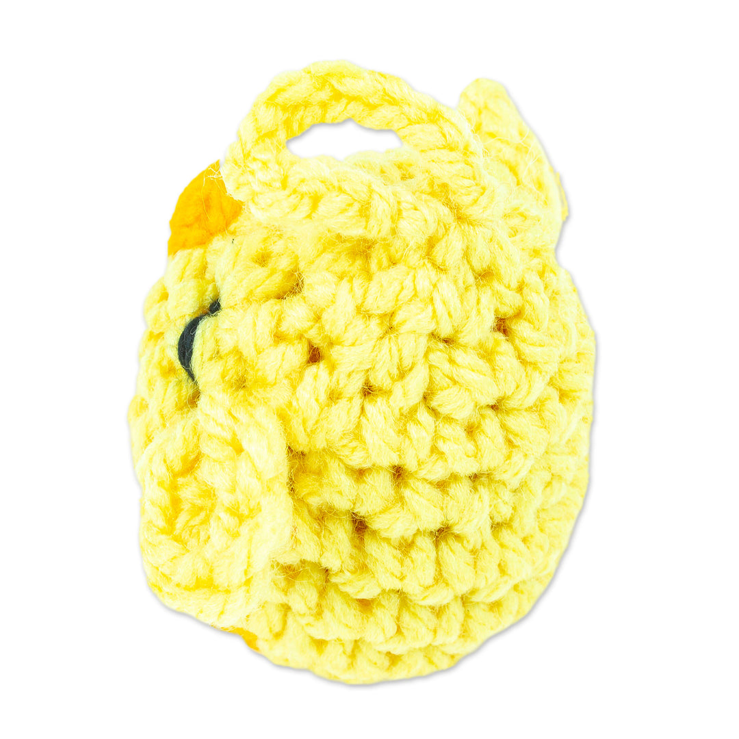 Chick-shaped Crocheted Charm for Handbags Handmade in Mexico - Cute Chick