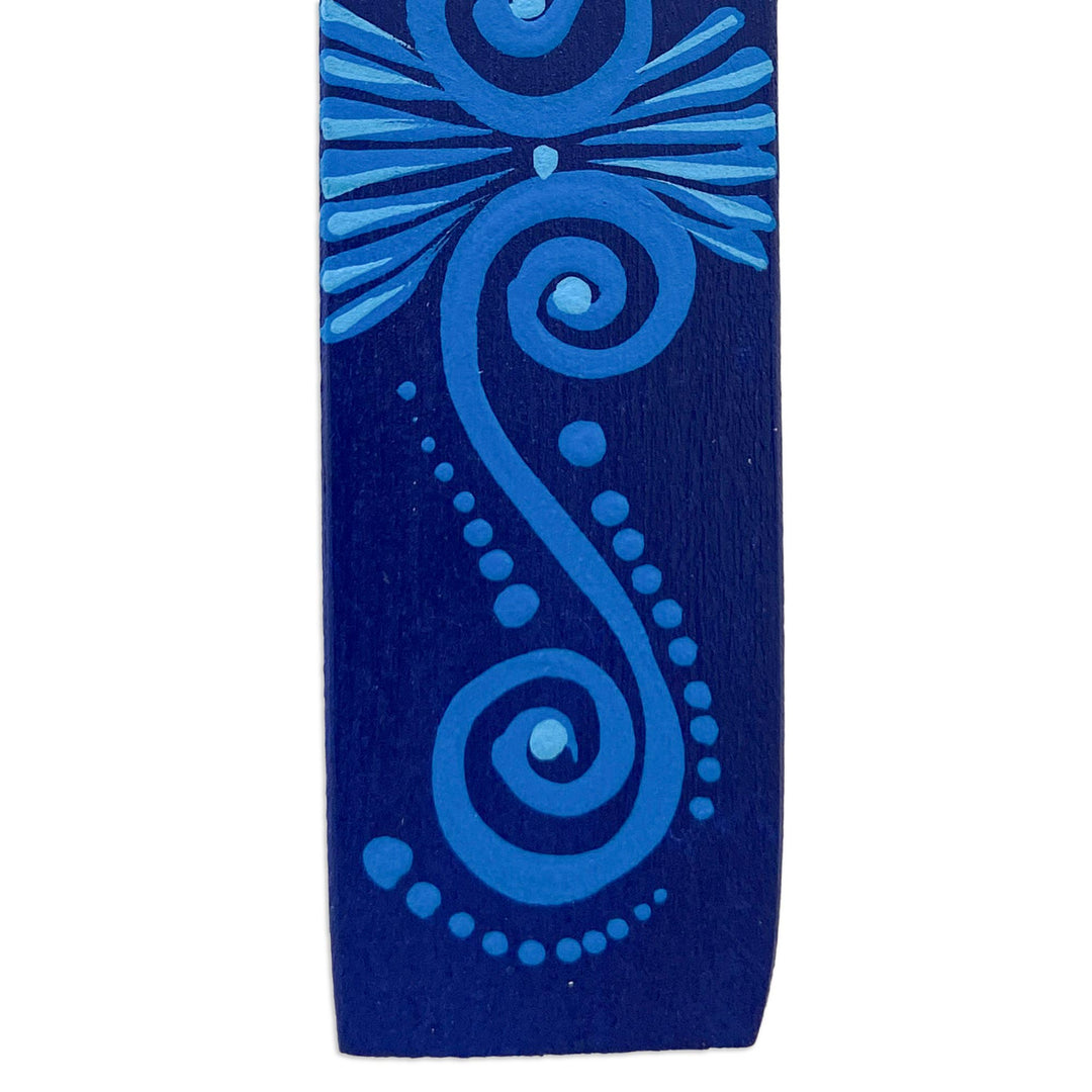 Hand Painted Green Turtle on Copal Wood Bookmark from Mexico - Reading Turtle