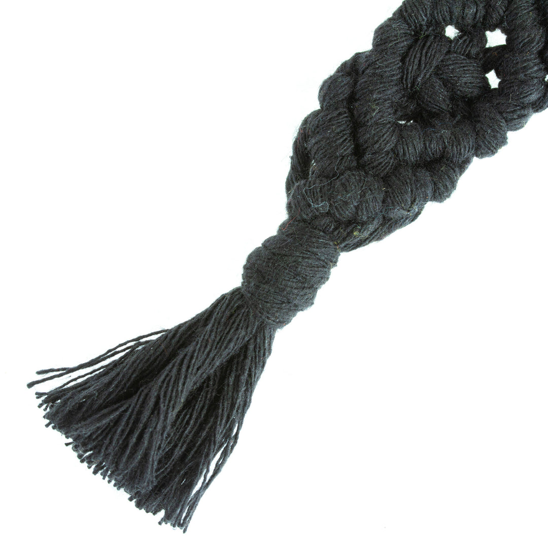 Mexican Recycled Cotton Macrame Keychain in Black - Black Structure