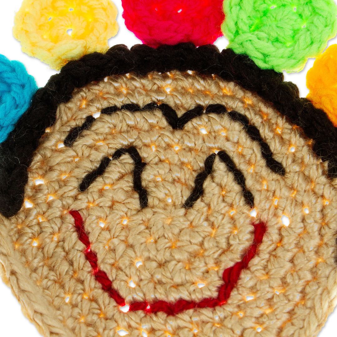 Set of 4 Frida Kahlo Crocheted Coasters from Mexico - Festive Frida