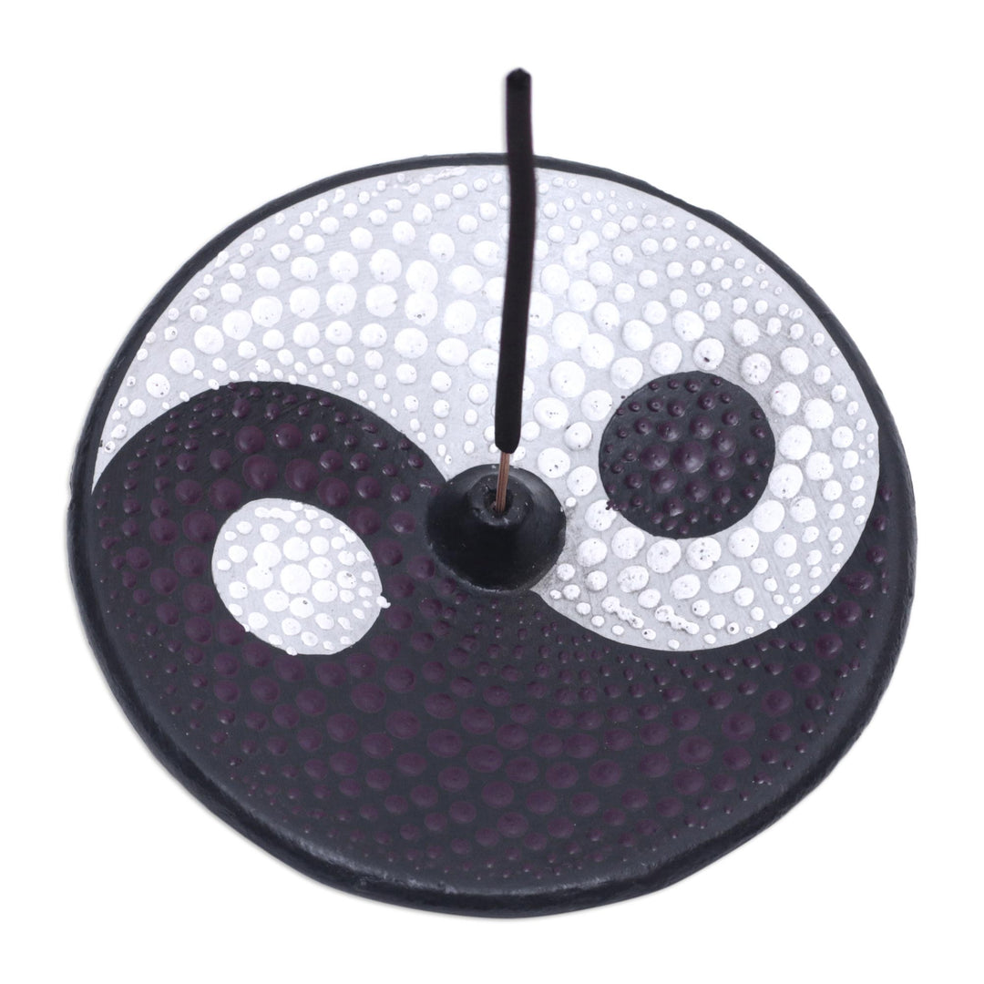 Yin Yang Ceramic Incense Holder Hand-painted in Indonesia - Yin Yang