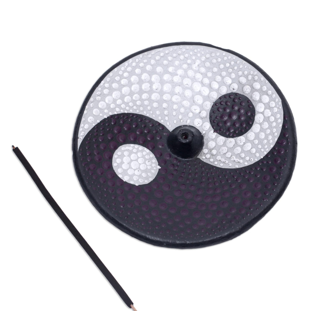 Yin Yang Ceramic Incense Holder Hand-painted in Indonesia - Yin Yang