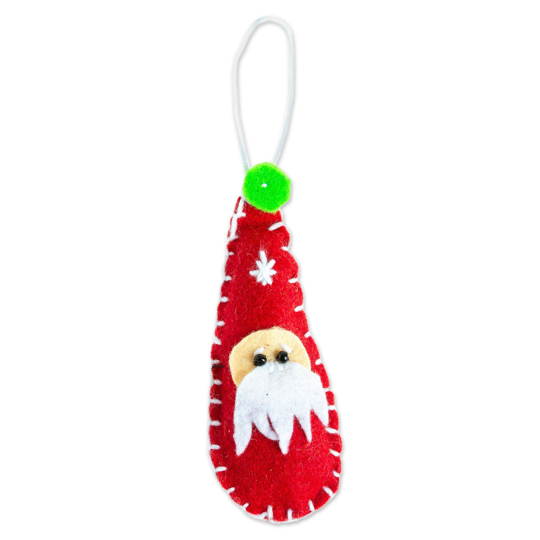 Mexican Santa Claus Ornament Handcrafted from Felt - Christmas Drop