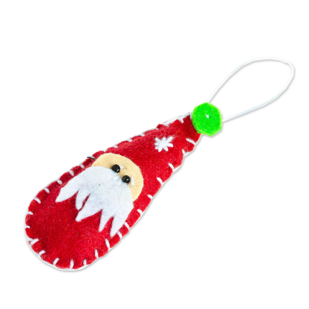 Mexican Santa Claus Ornament Handcrafted from Felt - Christmas Drop