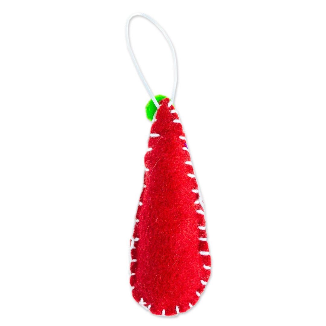 Mexican Santa Claus Ornament Handcrafted from Felt - Christmas Drop