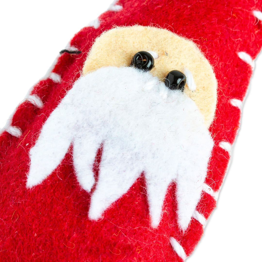 Mexican Santa Claus Ornament Handcrafted from Felt - Christmas Drop