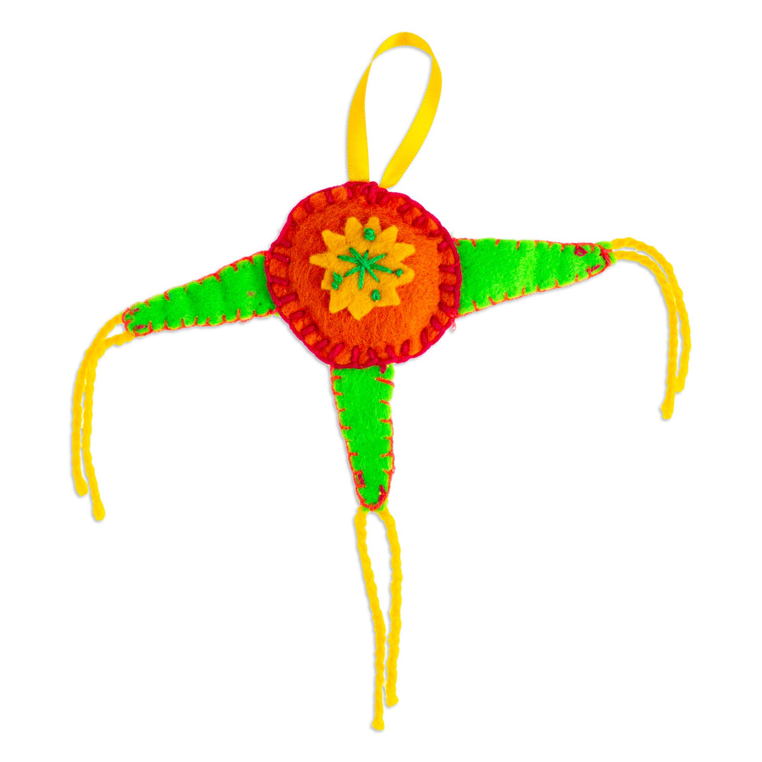 Mexican Colorful Piñata Ornament Handcrafted from Felt - Holiday Piñata