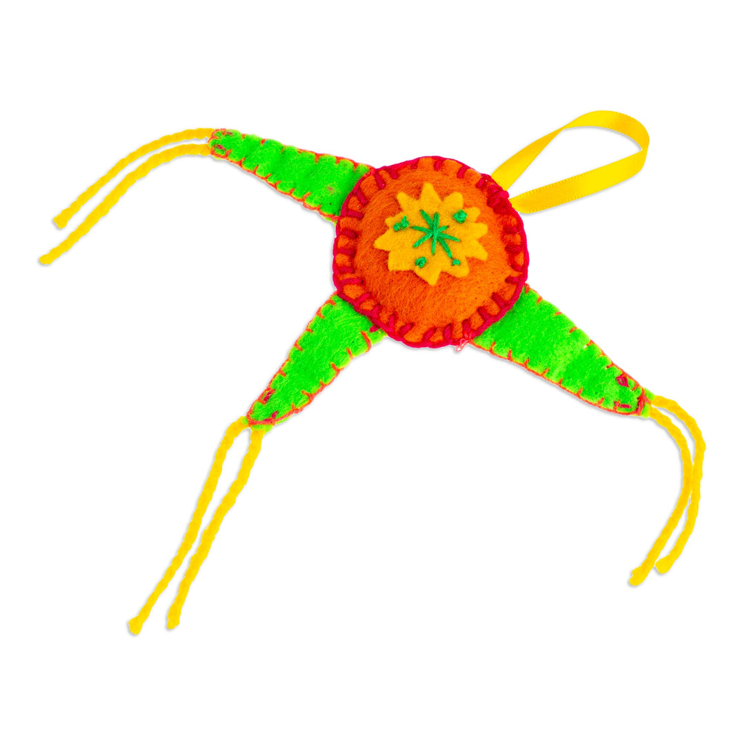 Mexican Colorful Piñata Ornament Handcrafted from Felt - Holiday Piñata