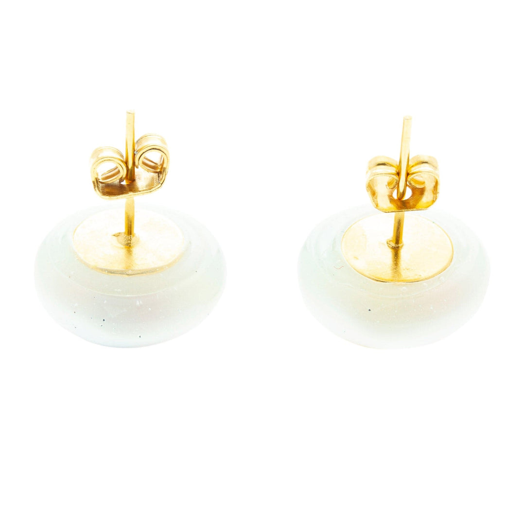 Multicolored Fused Glass Mosaic Button Earrings from Mexico - Multicolored Textures