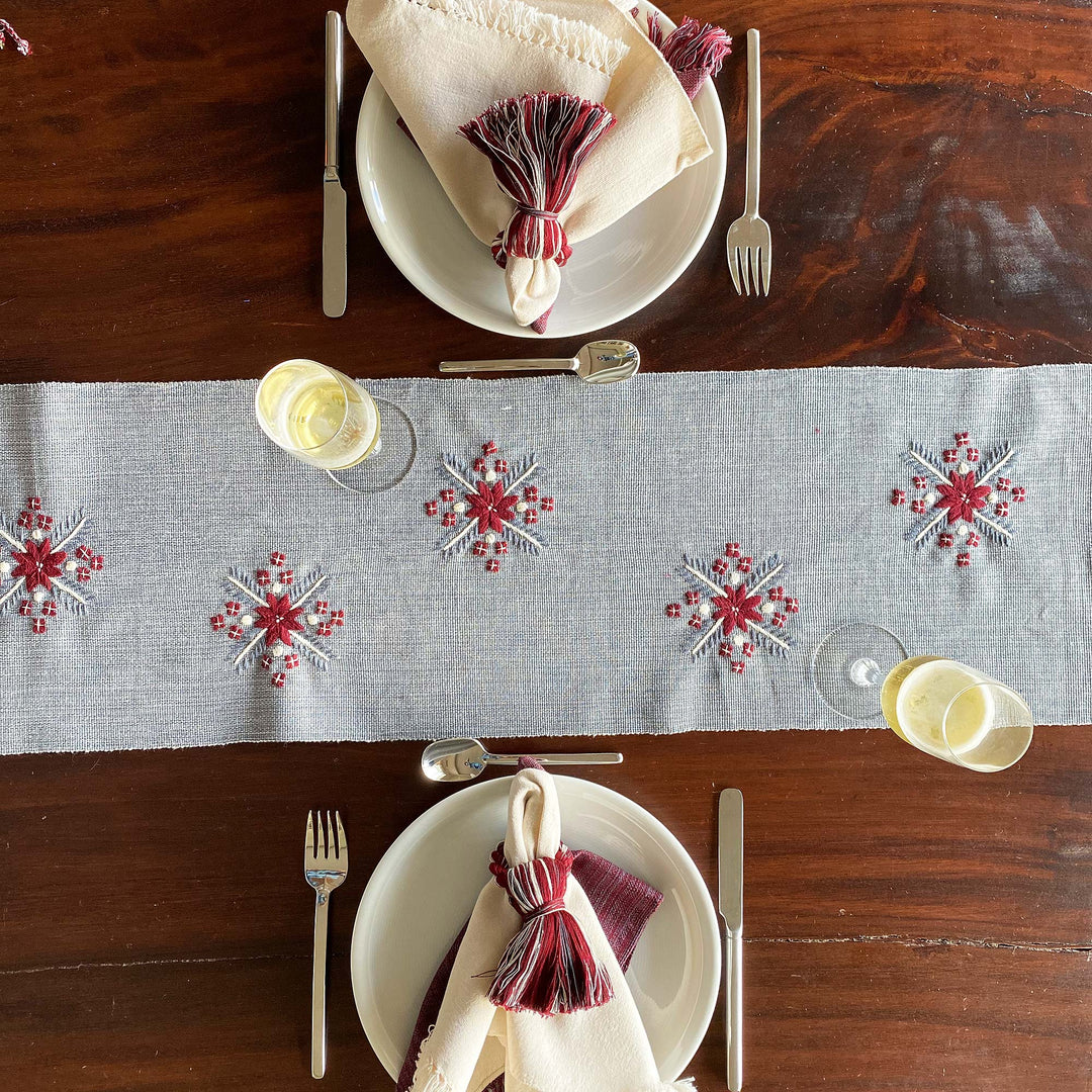 Set of 4 Handloomed Cotton Napkins and Rings from Guatemala - Traditional Delight